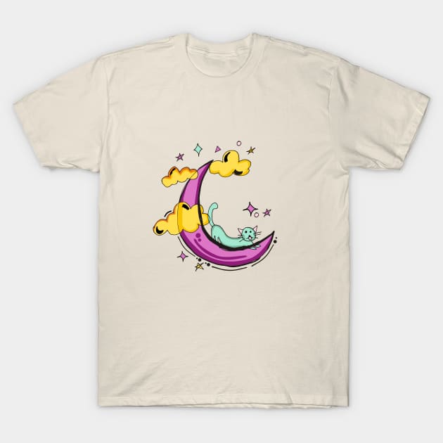 Moon and Cat T-Shirt by herubintang